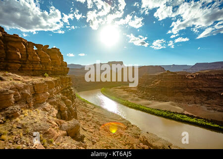 Am späten Nachmittag Licht auf dem Green River in Utah canyonlands Stockfoto