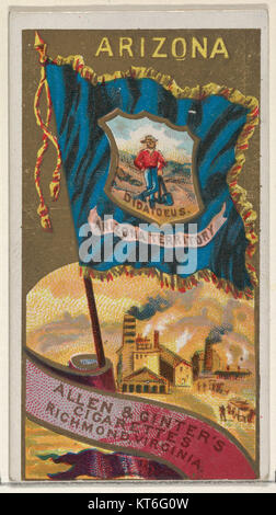 Dieses historische Bild zeigt die Flagge von Arizona, Teil der Serie Flags of the States and Territories, produziert von Allen & Ginter Cigarettes. Stockfoto