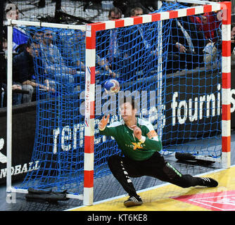 Niklas Landin Jacobsen, eine prominente Figur im Handball, ist bekannt für seine beeindruckende Karriere und seine Erfolge bei internationalen Wettbewerben. Er wurde für seinen Beitrag zum Sport, insbesondere für seine Leistungen mit Dänemark, anerkannt. Stockfoto