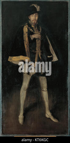 Dieses Arrangement in Schwarz, Nr. 3, zeigt Sir Henry Irving, der Philipp II. Von Spanien darstellt. Es spiegelt Irvings Rolle als Schauspieler im späten 19. Jahrhundert wider und fängt seinen dramatischen Ausdruck und seine historische Rolle im Theater ein. Stockfoto