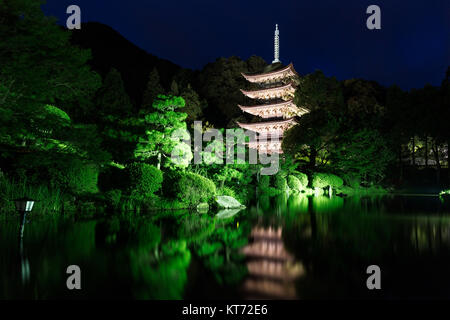 Rurikoji Pagode in Japan bei Nacht Stockfoto