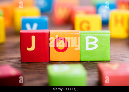 Job Wort auf bunte Bausteine Stockfoto