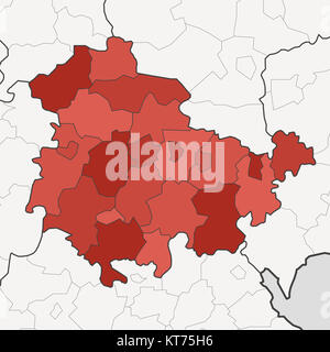 Karte von Deutschland Freistaat Thüringen mit benachbarten Bundesländern Stockfoto