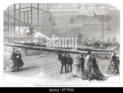 Oxford & Cambridge Boote Boat Race Ausstellung, Crystal Palace, 1869 Stockfoto