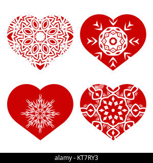 Romantische rote Herz Set Stockfoto