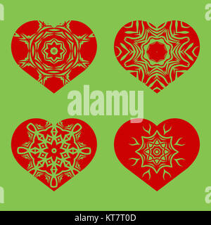 Romantische rote Herz Set Stockfoto