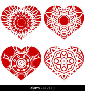 Romantische rote Herz Set Stockfoto