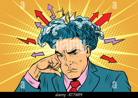 Brainstorm Mann denkt Stockfoto