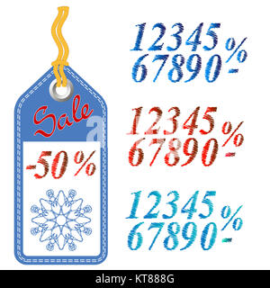 Winter Sale Aufkleber mit Seil Stockfoto