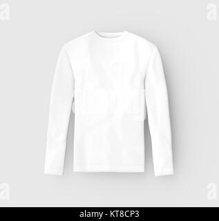 Sweatshirt mockup Vorlage, leere weiße unisex Tuch auf hellgrauem Hintergrund isoliert, 3D-Rendering Stockfoto