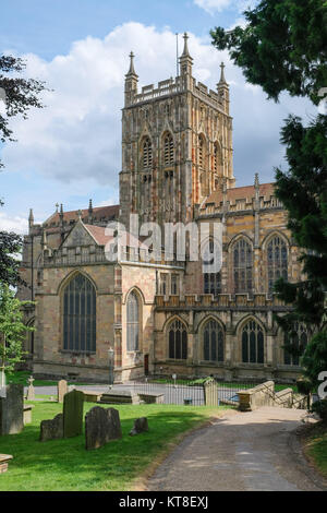 Die nördliche Erweiterung von Great Malvern Priory, die Pfarrkirche St. Maria und St. Michael, Church Street, Malvern, Worcestershire, England Stockfoto