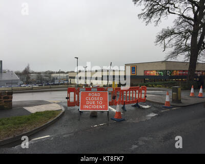 Ein Zeichen von der Aldi in Skipton, North Yorkshire nach dem Erstechen von Supermarkt Arbeiter Jodie Willsher, 30 am Donnerstag. Stockfoto