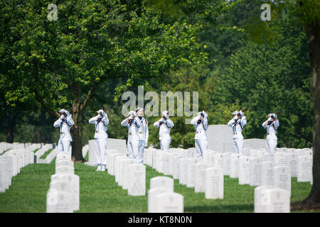 Die US-Marine zeremoniellen Guard nimmt am Grabe Service für U.S. Navy Fire Chief Controlman Gary Leo Rehm jr. Auf dem Arlington National Cemetery, Arlington, Va, Nov. 14, 2017. Rehm umgekommen als die USS Fitzgerald (DDG62) bei einer Kollision mit der Philippinischen beteiligt war-Flagge fahrenden Handelsschiffe ACX Crystal am 17. Juni 2017. U.S. Navy posthum gefördert Rehm Feuer Controlman Chief in einer Zeremonie Anfang dieser Woche. (U.S. Armee Foto von Elizabeth Fraser/Arlington National Cemetery/freigegeben) Stockfoto