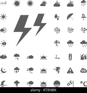 Blitz und Gewitter Symbol. Wetter Vector Icons einstellen. Stock Vektor