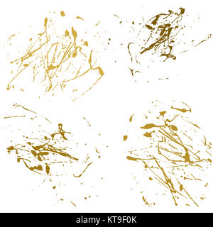 Vektor gold Splatter paint Abstract auf weißem Hintergrund hand Stockfoto