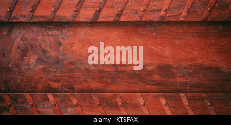 Industrielle rostig rote Metall Platte mit Schrauben Hintergrund, Banner. 3D-Darstellung Stockfoto