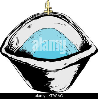 Badewanne voll Wasser auf weißem Hintergrund Stockfoto