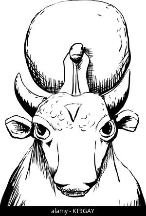 Umrissen Apis stier Gott mit Sun disk Stockfoto