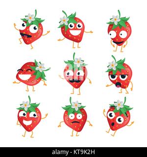 Erdbeeren - Vektor isoliert cartoon Emoticons Stock Vektor