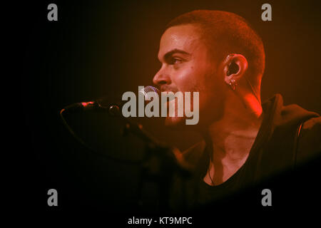 Die dänische Sängerin, Songwriter und Musiker Alex Vargas führt ein Live Konzert bei VEGA in Kopenhagen. Dänemark, 11.05.2017. Stockfoto