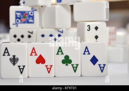 Mahjong Mit vier Asse eingestellt Stockfoto