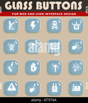 Hohe Spannung Icon Set Stockfoto