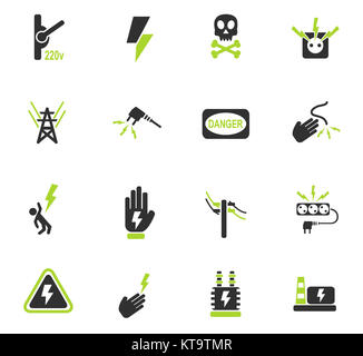 Hohe Spannung Icon Set Stockfoto