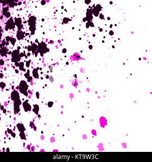 Bunte Acrylfarbe splatter auf weißem Hintergrund. Neon spray Stockfoto