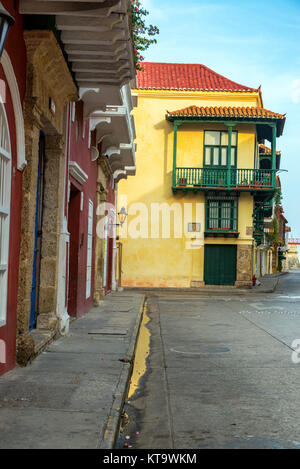 Schönen kolonialen Straße in Cartagena Stockfoto