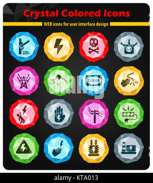 Hohe Spannung Icon Set Stockfoto