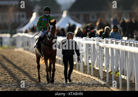 MS Parfois (links, grün) gewinnt den 1,55 der CF-Roberts Elektrische & Mechanische Dienstleistungen Stuten Handicap Steeple Chase während des Tages eine Der internationale Treffen in Cheltenham Racecourse. PRESS ASSOCIATION Foto. Bild Datum: Freitag, 15 Dezember, 2017. Siehe PA Geschichte RACING Cheltenham. Photo Credit: Paul Harding/PA-Kabel. Stockfoto