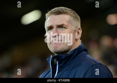 Brentford manager Dean Smith während der Sky Bet Championship Match an der Carrow Road, Norwich. Stockfoto