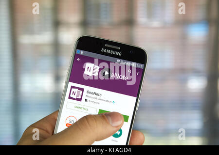 MONTREAL, KANADA - 23. MAI 2016 - Microsoft Office OneNote Anwendung auf Samsung S7. Stockfoto