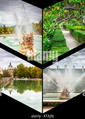 Collage der königliche Palast von Aranjuez, Madrid, Spanien Stockfoto