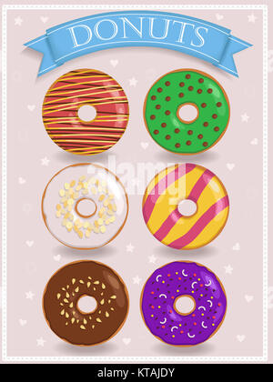 Der niedliche bunte Donuts Stockfoto