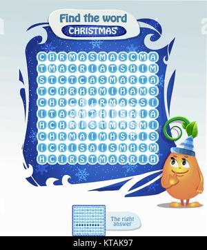 Visuelle Spiel für Kinder. Aufgabe: das Wort Weihnachten finden. Weihnachten Spiel für Kinder und Erwachsene Stock Vektor