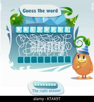 Worte puzzle pädagogische Weihnachten Spiel für Kinder und Erwachsene. Aufgabe: Schätze, das Wort. Die Buchstaben in der richtigen Reihenfolge an. Richtige Antwort - Sparkler Stock Vektor