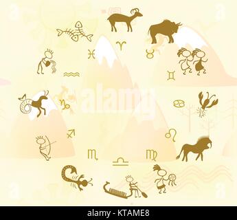 Horoskop im Stil von Rock Art.EPS 10 Vector Illustration Stock Vektor