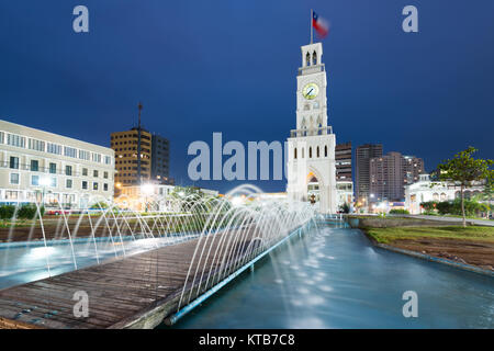 Iquique, Tarapaca Region, Chile - Der Glockenturm von Iquique, ein traditionelles Gebäude im Jahre 1878 in der Innenstadt von der Plaza Prat gebaut. Stockfoto