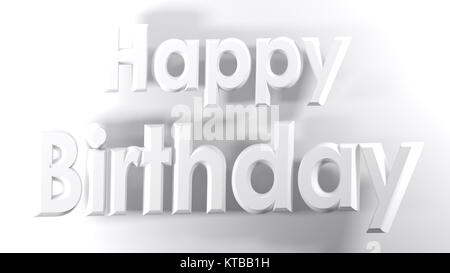 Alles Gute zum Geburtstag white Schreiben - 3D-Rendering Stockfoto