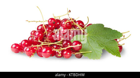 Strauß roter Johannisbeeren mit Johannisbeere Blätter gedreht Stockfoto