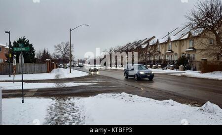 Kanadische Suburban Area im Winter Stockfoto