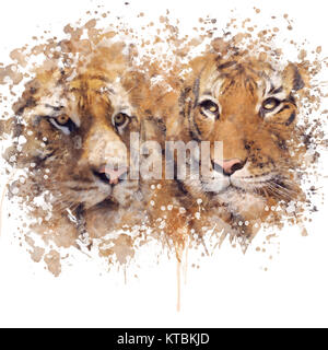 Tiger Portrait Aquarell Stockfoto