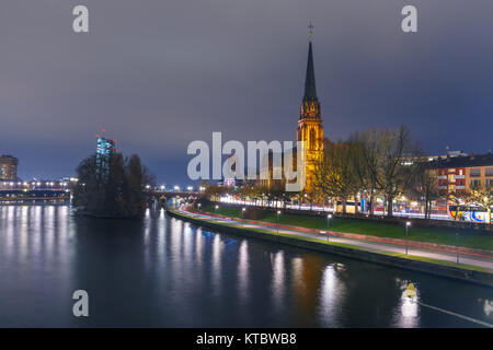 Nacht Frankfurt Am Main, Deutschland Stockfoto