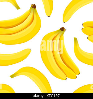 Banane Musterdesign. Reife Bananen isoliert auf weißem Hintergrund Stockfoto