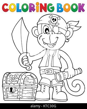Malbuch Piraten monkey Bild 2 Stockfoto