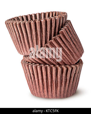 Haufen braunes Papier Becher zum Backen Muffins Stockfoto