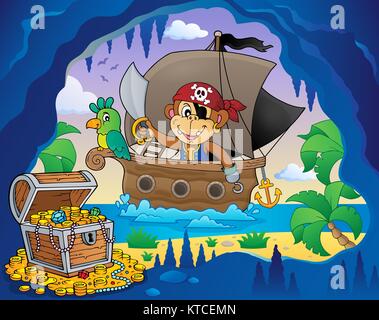 Boot mit Pirat monkey Thema 4 Stockfoto