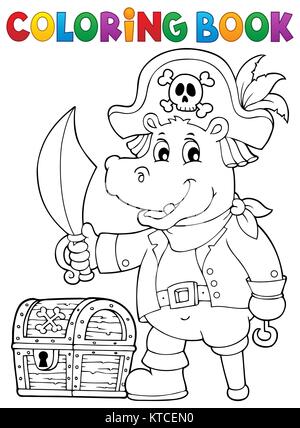 Malbuch Piraten hippo Bild 1 Stockfoto