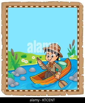 Pergament mit Wasser scout Boy Stockfoto